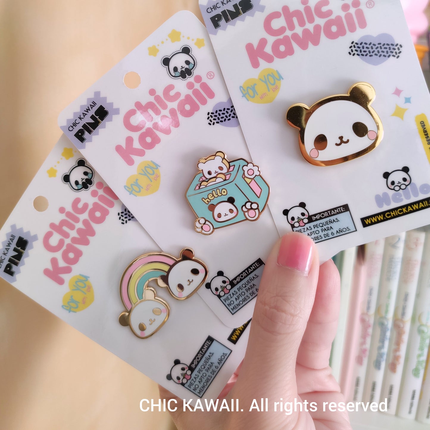 Chic kawaii panda pins.